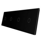 Panou din sticla Livolo C7-C1/C1/C1/C1-12, negru, pentru 4 x intrerupator simplu cu touch