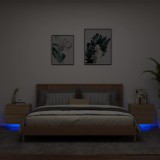 vidaXL Noptiere montate pe perete cu lumini LED, 2 buc., stejar sonoma