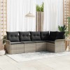 VidaXL Set de canapele pentru grădină 5 pcs Gri deschis Rattan poli 3354031