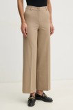 United Colors of Benetton pantaloni femei, culoarea bej, drept, high waist, 4R4CDF08H
