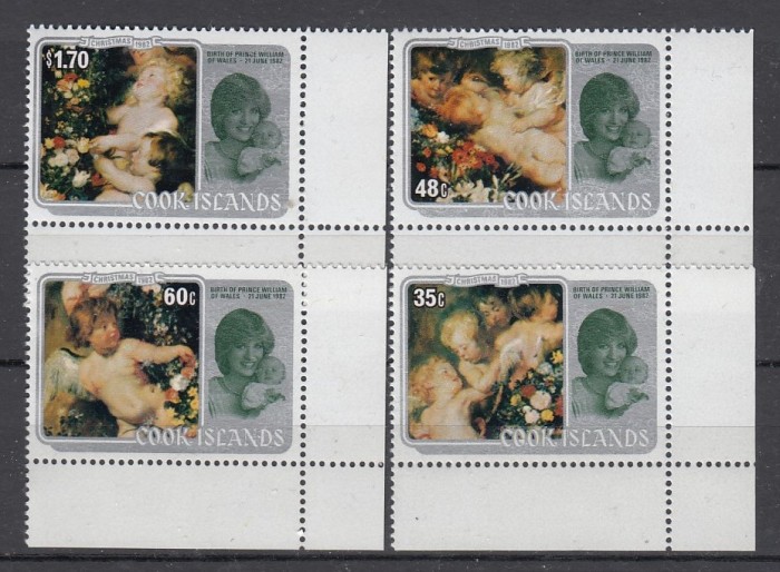 Cook Islands 1982 - Pictura RUBENS - CRACIUN - LADY DIANA - MNH - Michel 11 Eur.