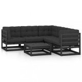 Set mobilier de gradina cu perne, 6 piese, lemn masiv de pin