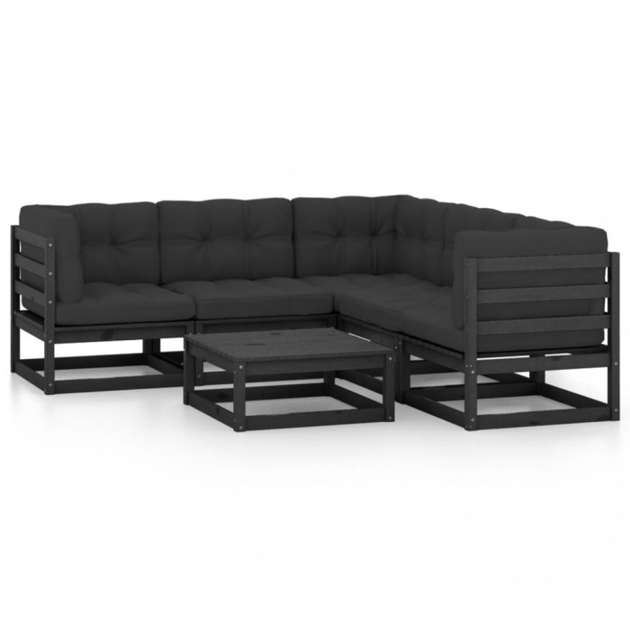 Set mobilier de gradina cu perne, 6 piese, lemn masiv de pin