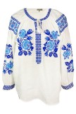 Bluza tip ie dama B23, alb/albastru, marime 3XL