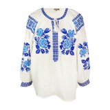 Bluza tip ie dama B23, alb/albastru, marime L