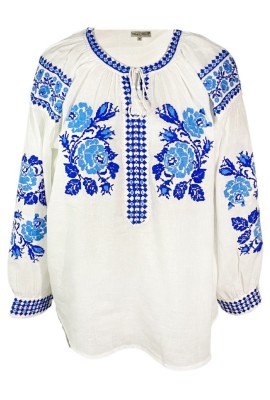 Bluza tip ie dama B23, alb/albastru, marime XL foto