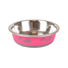 CASTRON PENTRU PISICI DIN INOX FISH BONE FUCHSIA FLAMINGO XS 12.3CMx225ML foto