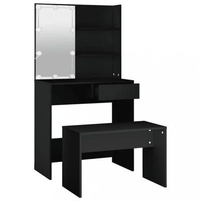 Set masuta de toaleta cu LED, alb, lemn prelucrat foto