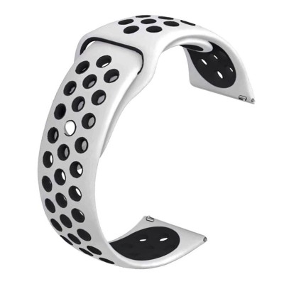 Curea silicon compatibila Fossil Gen 5 Smartwatch, telescoape Quick Release, 22mm, Alb/Negru foto