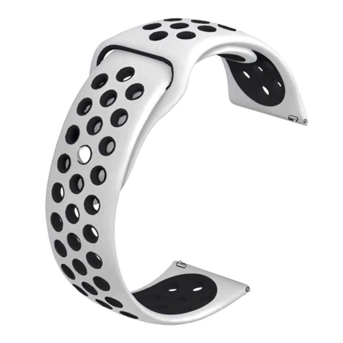 Curea silicon compatibila Fossil Gen 5 Smartwatch, telescoape Quick Release, 22mm, Alb/Negru