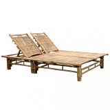 vidaXL Șezlong Plajă Dublu Bambus, 200x130cm, Reglabil, Exterior, Relaxare, Gradină