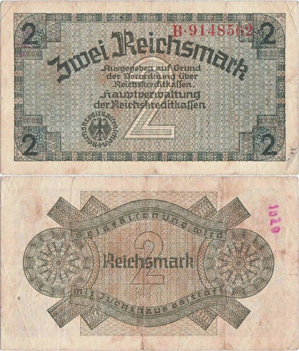 1940, 2 reichsmark (P-R137a) - Germania!