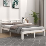 VidaXL Cadru de pat King Size, alb, 150x200 cm, lemn masiv