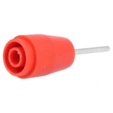 Conector banană 4mm soclu 25A 1kV roşie nichelat pentru PCB