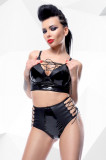 Set Lenjerie Jessica 2 Piese Material Wetlook Negru S, Demoniq