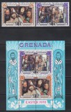 Grenada 1970 - Paște - Tablouri de Rubens, Memlinc, Serie + Bloc, MNH