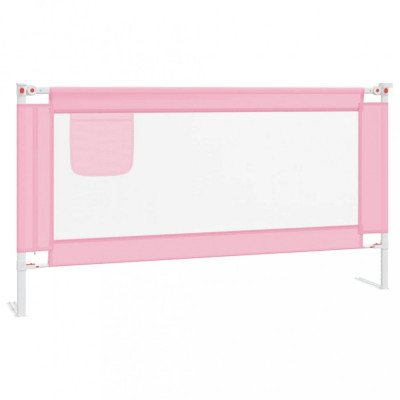 Balustradă de protecție pat copii, roz, 160x25 cm, textil foto