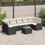 VidaXL Set de canapele pentru grădină 8 pcs Negru 55 x 55 x 37 cm
