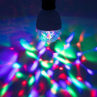 Bec LED Party, RGB, E27, Multicolor, Rotire Automată, 3W foto