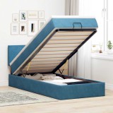 VidaXL Cadru de pat otoman cu saltea, catifea albastru &icirc;nchis 90x200cm 3311679