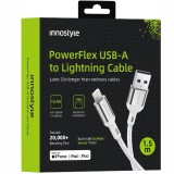 Innostyle Powerflex Usb Lightning Mfi Cablu De &Icirc;ncărcare Rapidă Pentru Iphone Kevlar 2M Argint