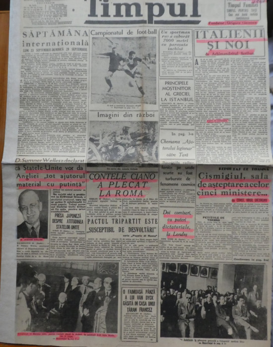 Ziarul Timpul, 2 octombrie 1940