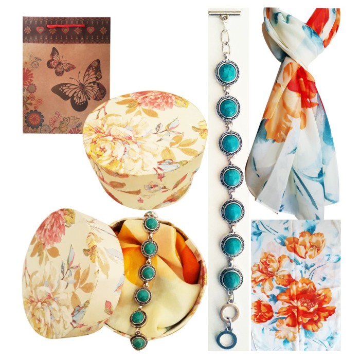 Pachet cadou Valentine s Day, bratara din turquoise si esarfa Pachet cadou Valentine s Day, bratara din turquoise si esarfa