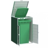 VidaXL Depozitare coș gunoi cu roți, 1 coș, verde, 72x81x115 cm, oțel