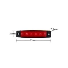 Lampa laterala 6 LED-uri 24V lumina rosie 14x54