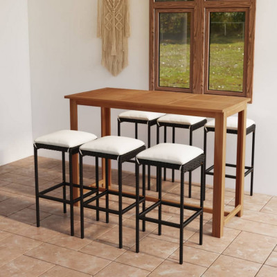 Set mobilier bar de gradina cu perne, 7 piese, negru GartenMobel Dekor foto