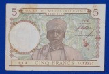 Bancnota Africa de Vest 5 franci 1943, 5 francs 1943