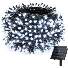 Instalatie luminoasa solara de craciun,10m cu 100 leduri Alb Rece