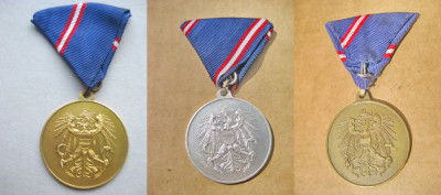 B517-I-Set 3 Medalii militare Austria-Alama aurita-argintata-bronz. La datorie. foto