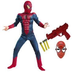 Set costum Spiderman cu muschi si pistol pentru baieti foto