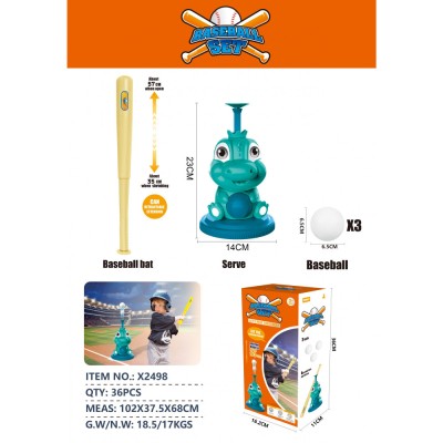 Set de Baseball pentru Copii, Flippy, Jucarie Dinosaur Press, 14x23 cm, Verde foto