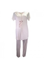 Pijama cu maneca scurta pentru gravide si alaptat Nicoletta 7340-1-M, Roz foto