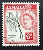 Jamaica 1956 Seria Uzuală "Ornitologie - Pasărea Colibri Doctor Bird" 6d Roșu/Negru (SG 165) Ștampilat - RIM2