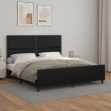 VidaXL Cadru de pat cu tăblie, negru, 160x200 cm, piele ecologică