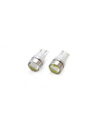 Set 2 bec led auto W5W T10 cu 3xCOB cu Lupa 12v foto
