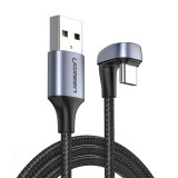 Cablu Unghiular Din Nailon Ugreen Cablu USB - USB Tip C 1 M 3 A 18 W &Icirc;ncărcare Rapidă AFC FCP Pentru Jucători Gri (70313)