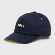 BOSS șapcă din bumbac Boss Casual culoarea albastru marin, cu imprimeu