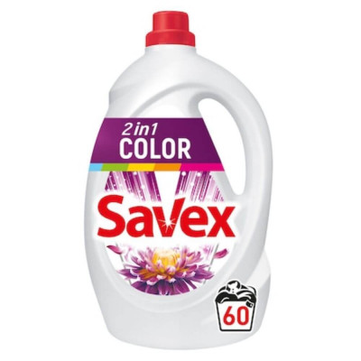 Detergent de Rufe Lichid SAVEX 2 in 1 Color, 3.3L, 60 Spalari, Detergent Lichid pentru Rufe, Detergent Automat pentru Haine, Detergenti Lichid pentru foto