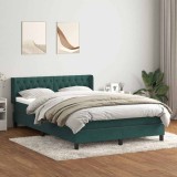vidaXL Pat box spring cu saltea, verde &icirc;nchis, 160x210 cm, catifea 3318372