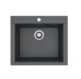 Chiuvetă bucătărie granit ALVEUS Pure-G 30, 1 cuvă, 590 x 515 mm, Algranit, negru Carbon A91, montaj &icirc;ncastrat, sifon inclus