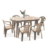 Cumpara ieftin Set de mobilier de grădină Elma 6+1 &icirc;n culoarea cappuccino