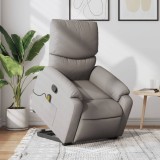 VidaXL Fotoliu rabatabil de masaj cu ridicare, gri taupe, textil