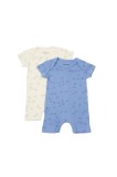 Set 2 salopete scurte BabyCosy, 50% Modal 50% Bumbac Organic, Marime 0-3 Luni, Ecru Lavanda, Unisex, Inchidere Capse