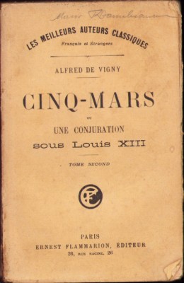 HST C4319N Cinq-mars ou une conjuration sous Louis XIII par Alfred de Vigny foto