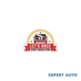 Sticker Auto Let's Race kwmobile, 7.5x6cm, Oracal, Alb/Negru/Gri/Rosu, PVC Autocolant, Abstract, Rezistent Zgarieturi, Adeziv