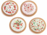 Cumpara ieftin Set 4 suporturi vase fierbinti pluta ceramica multicolora Capsuni &Oslash; 20 cm